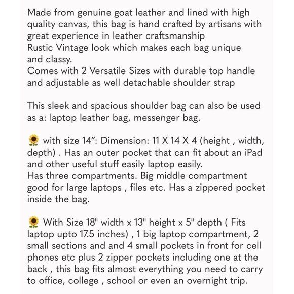 Vintage Leather Travel Messenger Office Crossbody Bag Briefcase - Picture 6 of 8